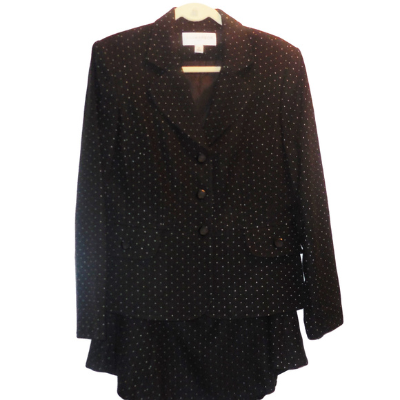 Suit Skirt Jacket size 14 black white SagHarbor careerwear - Picture 1 of 8